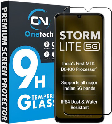 OneTech Edge To Edge Tempered Glass for Lava Storm Lite 5G 9H Hardness, Premium HD+ Screen Protector(Pack of 1)