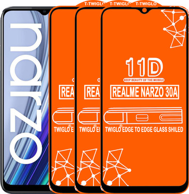 TWIGLO Edge To Edge Tempered Glass for REALME NARZO 30A(Pack of 3)