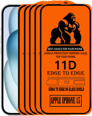 GDMA Edge To Edge Tempered Glass for Apple iPhone 15(Pack of 5)