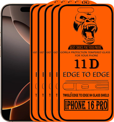 TWIGLO Edge To Edge Tempered Glass for IPHONE 16 PRO(Pack of 5)