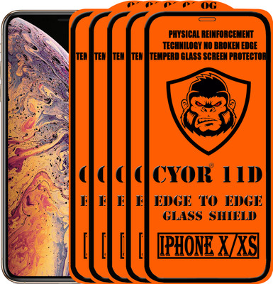 CYOR Edge To Edge Tempered Glass for Apple iPhone X(Pack of 5)