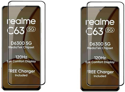 NIMMIKA ENTERPRISES Edge To Edge Tempered Glass for Realme C63 5G(Edge-to-Edge Coverage | 9H Hardness Protection | High-Definition Clarity | Bubble-Free Installation | Shatter-Resistant Technology | Oleophobic Coating | Case-Friendly Design)(Pack of 2)