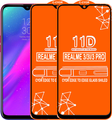 CYOR Edge To Edge Tempered Glass for Realme 3(Pack of 2)