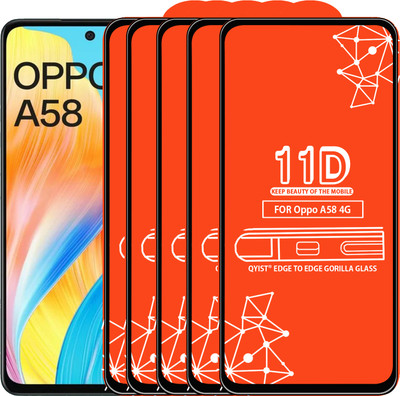 Qyist Edge To Edge Tempered Glass for Oppo A58 4G(Pack of 5)