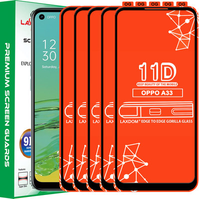 Laxdom Edge To Edge Tempered Glass for OPPO A33(Pack of 5)