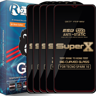 Roxel Edge To Edge Tempered Glass for TECNO SPARK 10(Pack of 5)