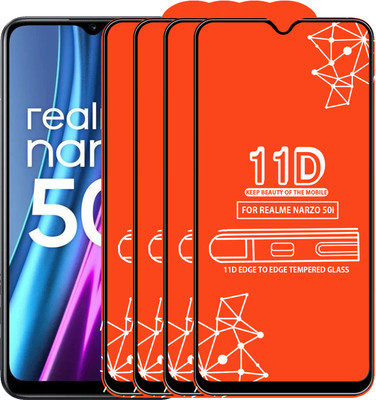 Roxel Edge To Edge Tempered Glass for Realme Narzo 50I(Pack of 4)