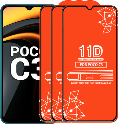 Qyist Edge To Edge Tempered Glass for Poco C3(Pack of 3)