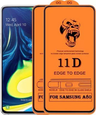 9H Edge To Edge Tempered Glass for Samsung Galaxy A80 -11D Glass (Pack Of 2)(Pack of 2)