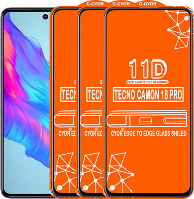CYOR Edge To Edge Tempered Glass for TECNO CAMON 18 PRO(Pack of 3)