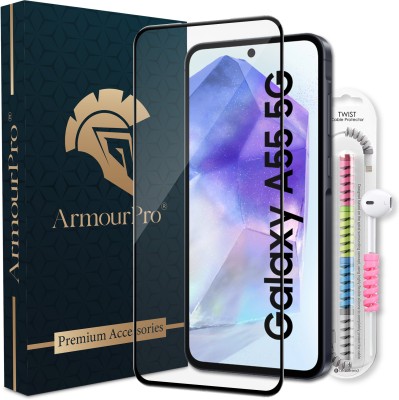ArmourPro Edge To Edge Tempered Glass for Samsung Galaxy A55 5G, Samsung Galaxy A55, Samsung A55 5G, Samsung Galaxy A35 5G, Samsung Galaxy A35, Samsung A35 5G, OG Tempered Glass with Cable Protector(Pack of 1)