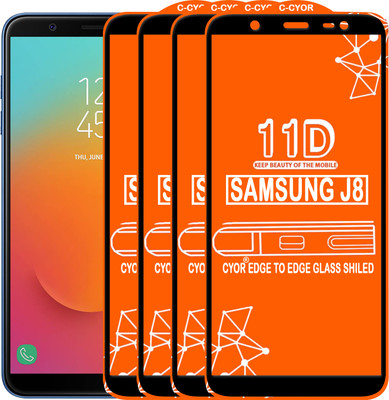 CYOR Edge To Edge Tempered Glass for Samsung Galaxy J8(Pack of 4)