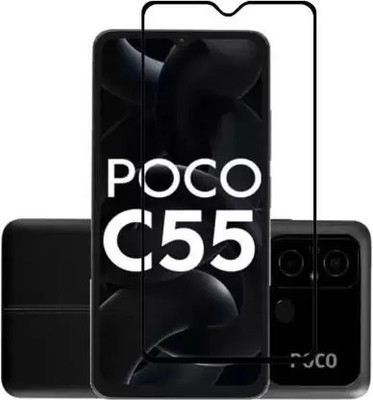 VISHRN CASES Edge To Edge Tempered Glass for POCO C55(Pack of 1)