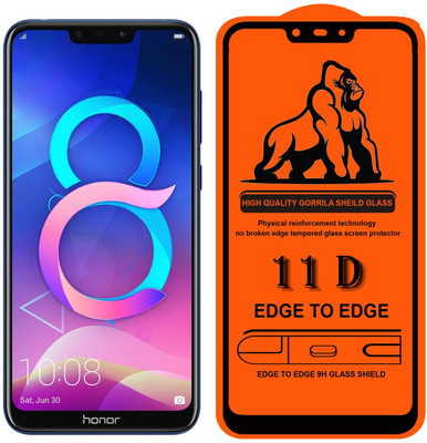 9H Edge To Edge Tempered Glass for Honor 8c --Ultimate Protection Kit Edge to Edge Screen Protector 9H Hardness Ultra HD Anti-Scratch-11D)(Pack of 1)