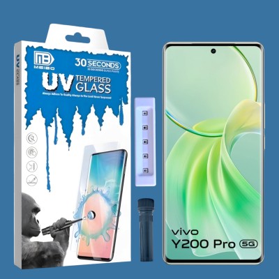 KadWaniya Edge To Edge Tempered Glass for Vivo Y200 PRO, Vivo Y200 Pro 5G, Meibo Series 3D Curved (30 Seconds Quick Paste) High Quality UV Liquide Glue Glass with Easy Installation Kit-080(Pack of 1)