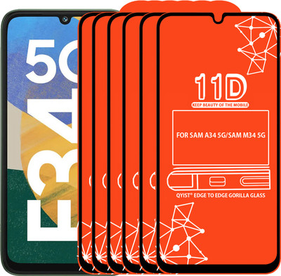 Qyist Edge To Edge Tempered Glass for FOR SAMSUNG A34 5G, SAM M34 5G, SAM F34 5G(Pack of 6)