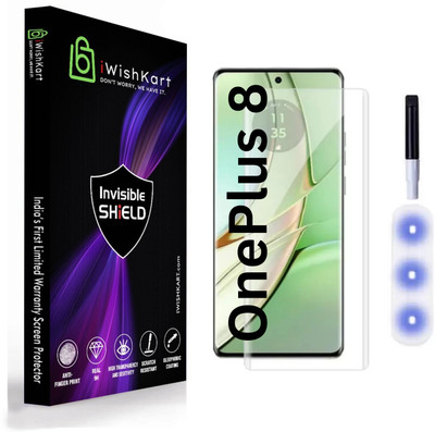 iWishKart Edge To Edge Tempered Glass for OnePlus 8 5G, OnePlus 8, 1+8 5G, 1+8, UV Premium Military grade Edge to Edge Premium gorilla temper black glass screenguard with UV Kit ( UV light, Glue, Wet & Dry Wipes ) [With Warranty] mobile ka gilas cover(Pack of 1)