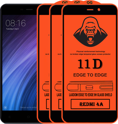 Laxdom Edge To Edge Tempered Glass for Mi Redmi 4A(Pack of 3)