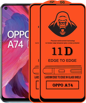 Laxdom Edge To Edge Tempered Glass for OPPO A74(Pack of 2)
