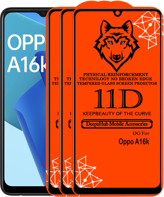 DeepzHub Edge To Edge Tempered Glass for OPPO A16k(Pack of 3)