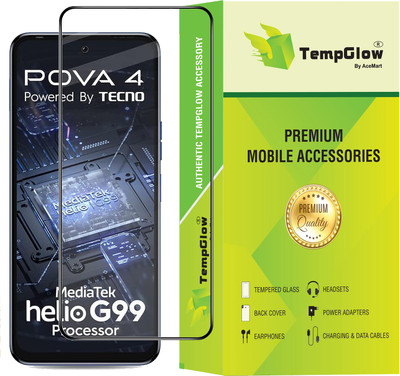 TempGlow Edge To Edge Tempered Glass for Tecno Pova 4 (Black)(Pack of 1)
