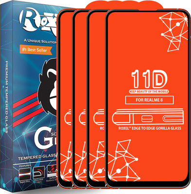 Roxel Edge To Edge Tempered Glass for Realme 8(Pack of 4)