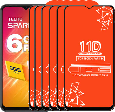 Qyist Edge To Edge Tempered Glass for Tecno Spark 8C(Pack of 6)