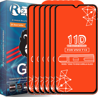 Roxel Edge To Edge Tempered Glass for Vivo T1X(Pack of 6)
