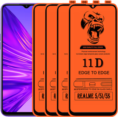 PFOAM Edge To Edge Tempered Glass for REALME 5S(Pack of 4)