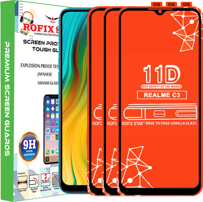 Rofix star Edge To Edge Tempered Glass for REALME C3(Pack of 3)