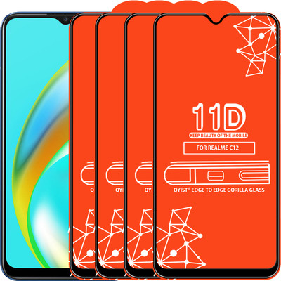 Qyist Edge To Edge Tempered Glass for Realme C12(Pack of 4)