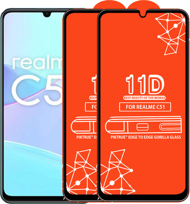 PikTrue Edge To Edge Tempered Glass for REALME C51(Pack of 2)