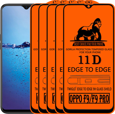 TWIGLO Edge To Edge Tempered Glass for Oppo F9(Pack of 5)