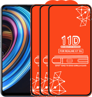 Qyist Edge To Edge Tempered Glass for Realme X7 5G(Pack of 3)