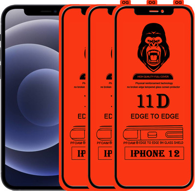 Laxdom Edge To Edge Tempered Glass for APPLE IPHONE 12(Pack of 3)