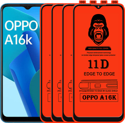 Laxdom Edge To Edge Tempered Glass for OPPO A16K(Pack of 4)