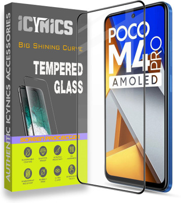 ICYNICS Edge To Edge Tempered Glass for Poco M4 Pro 4G, Anti-Fingerprint, Waterproof, Oil-resistant, Bubble-Free, Anti-Static, Scratch Resistant Full Coverage with Wooden box to ensure safety(Pack of 1)