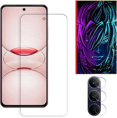 SOMTONE Tempered Glass Guard for Realme C75x 4G Tempered Glass Screen Protector | Anti-Scratch | Edge to Edge Full Coverage | 9H Hardness (1 FRONT SCREEN GUARD + 1 CAMERA LENS PROTECTOR + 1 FREE BACK EMBOSSED SKIN002)(Pack of 1)