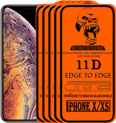 CYOR Edge To Edge Tempered Glass for Apple iPhone X(Pack of 5)