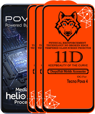 DeepzHub Edge To Edge Tempered Glass for Tecno Pova 4(Pack of 3)