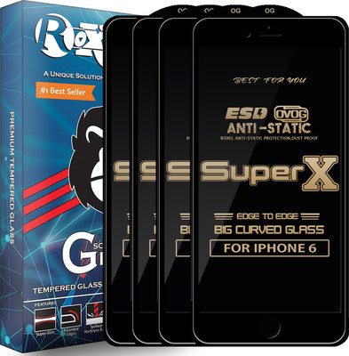 Roxel Edge To Edge Tempered Glass for Apple iPhone 6(Pack of 4)
