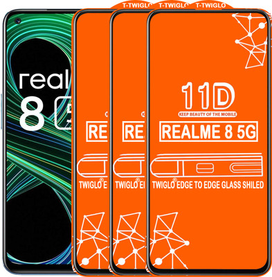 TWIGLO Edge To Edge Tempered Glass for REALME 8 5G(Pack of 3)