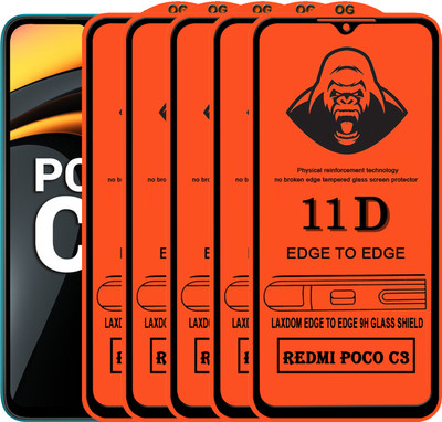 Laxdom Edge To Edge Tempered Glass for POCO C3(Pack of 5)