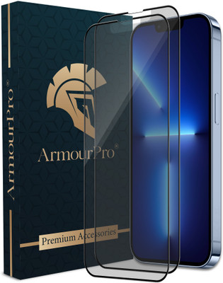 ArmourPro Edge To Edge Tempered Glass for iPhone 13 Pro Max, Apple iPhone 13 Pro Max, iPhone 14 Plus, Matte Finish Black Border Glass(Pack of 2)