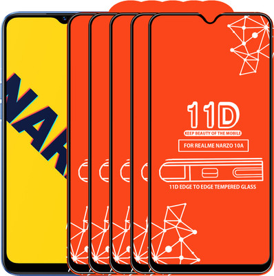 Roxel Edge To Edge Tempered Glass for Realme Narzo 10A(Pack of 5)