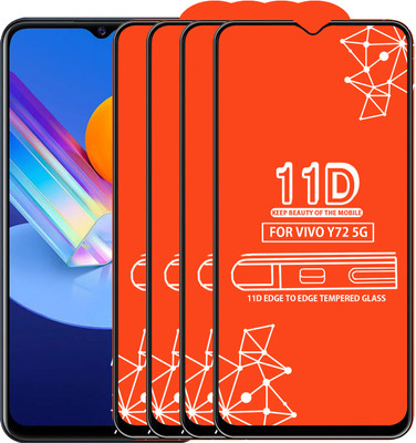 Roxel Edge To Edge Tempered Glass for Vivo Y72 5G(Pack of 4)