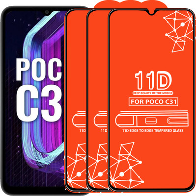 Roxel Edge To Edge Tempered Glass for Poco C31(Pack of 3)