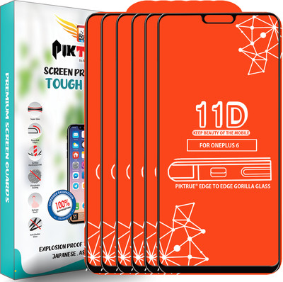 PikTrue Edge To Edge Tempered Glass for OnePlus 6(Pack of 6)