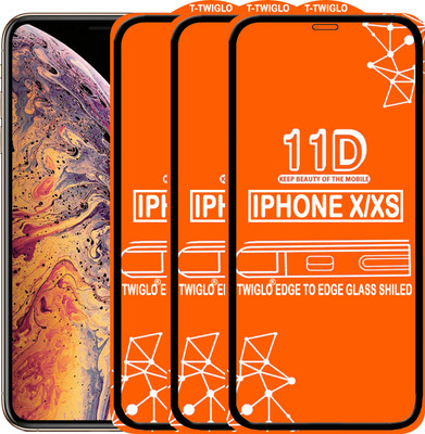 TWIGLO Edge To Edge Tempered Glass for Apple iPhone X(Pack of 3)