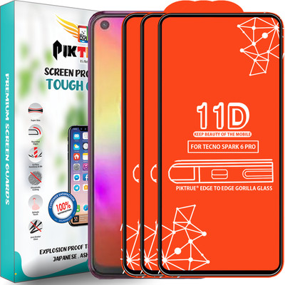 PikTrue Edge To Edge Tempered Glass for Tecno Spark 6 Pro(Pack of 3)